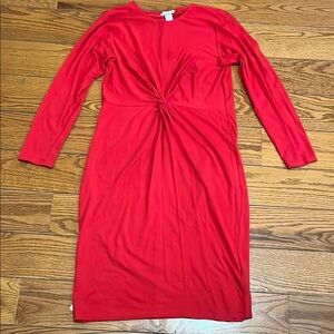 Elegant Red Twist-Front Dress